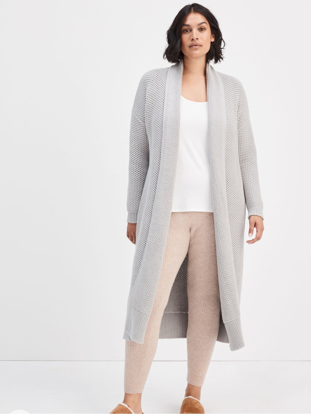 Haven Well Within light gray duster cardigan sweater 100% cotton Size Medium